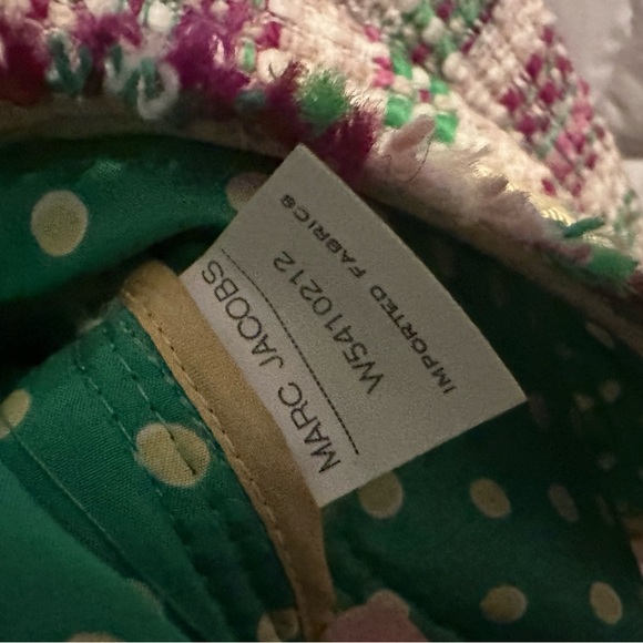 Vintage NWT Marc Jacobs Tweed Jacket Skirt Set Pink Green Sequin Trim Size 6 - Picture 7 of 12